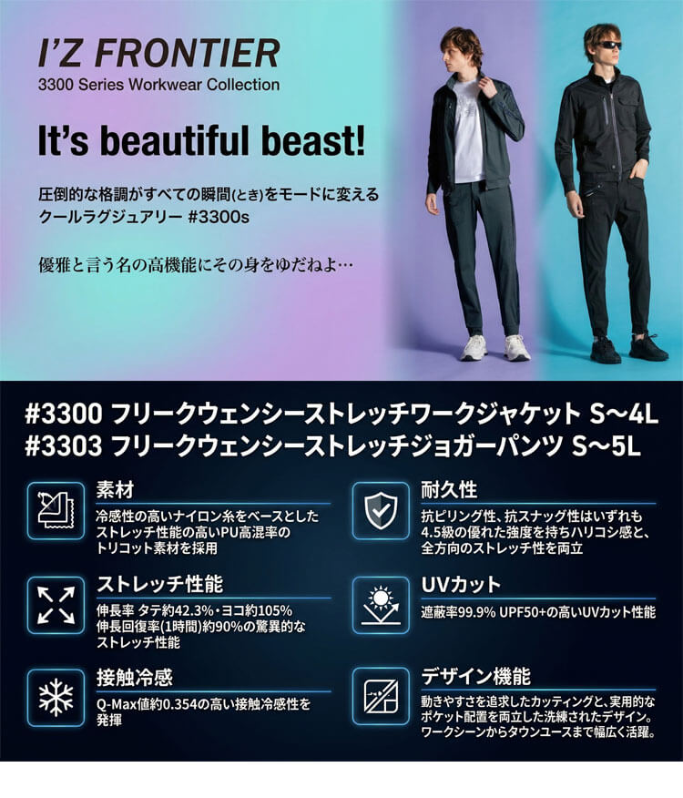 アイズフロンティア 春夏　作業服 作業着 かっこいい おしゃれ 3300シリーズ