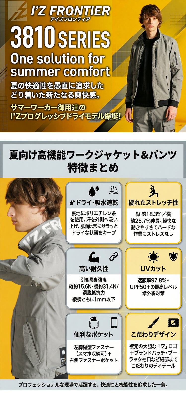 アイズフロンティア 春夏　作業服 作業着 かっこいい おしゃれ 3810シリーズ