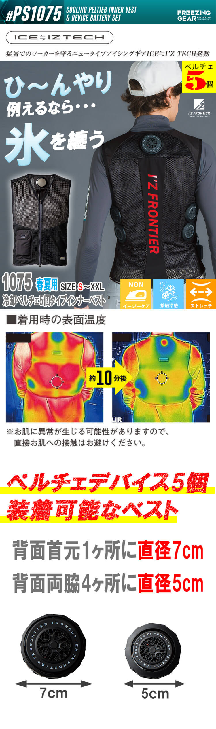 アイズフロンティア PS1075 冷却ウェア ペルチェベスト