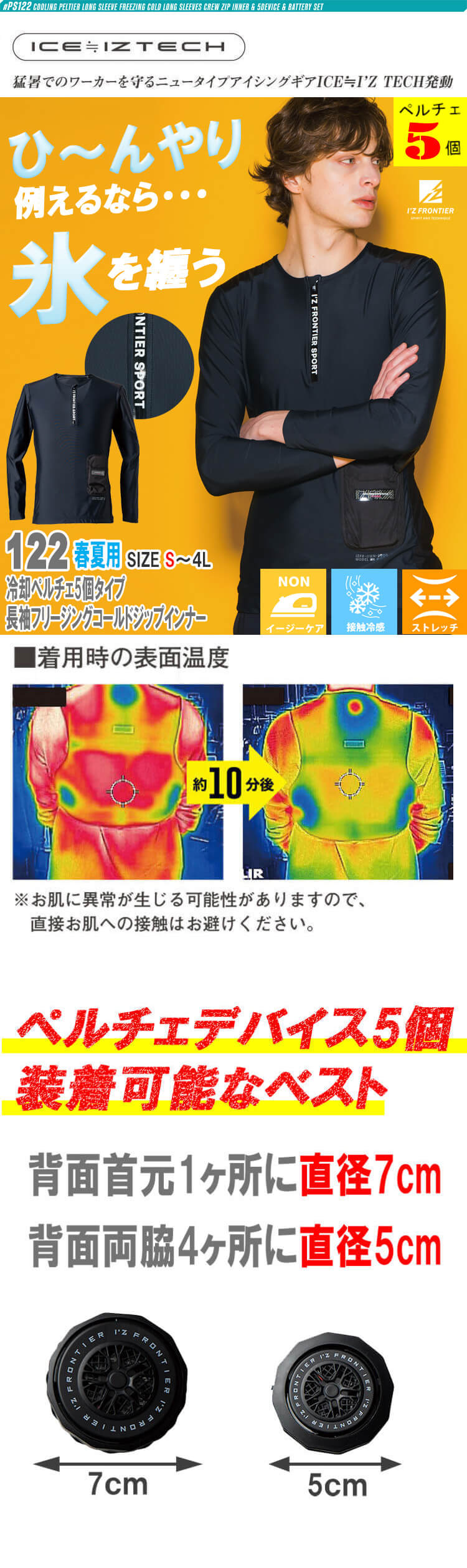 アイズフロンティア PS122 冷却ウェア ペルチェインナー