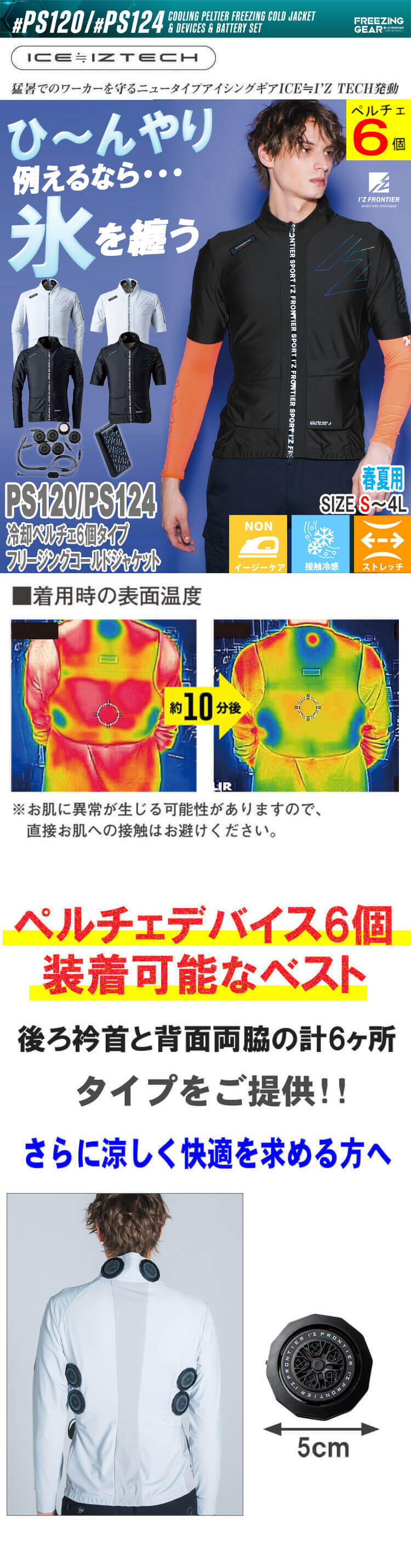 アイズフロンティア PS120 PS124 冷却ウェア ペルチェフリージングコールドジャケット