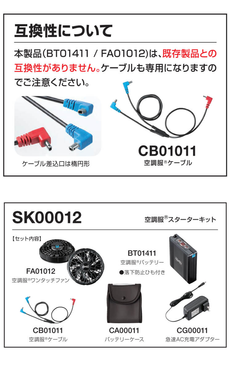 ファン付き作業着 76L/秒薄型ワンタッチファン14.4Vバッテリーセット SK00012 空調服・ファン付き作業着ならミチオショップ