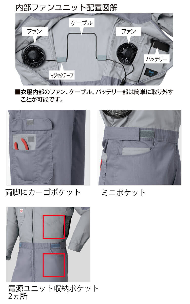 人気正規品 空調つなぎ服(R) つなぎ 1-9920 カラー選択 M L LL ネイビー グレー ウエアのみ 作業服 作業着 熱中症対策 空  安全・保護用品 DIAMONSINTERNATIONAL