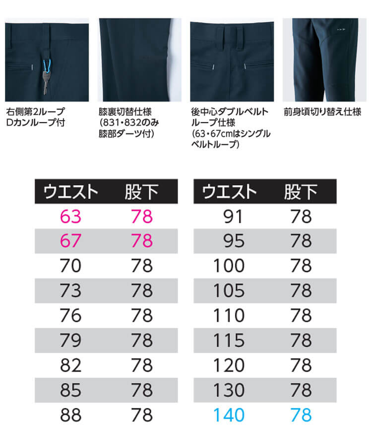 作業服 アサヒチョウ Asahicho カーゴパンツ 835 通年｜作業服・作業着