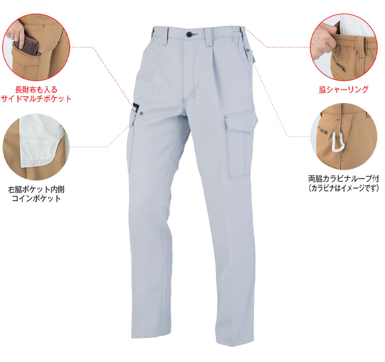 作業服 co-cos コーコスワンタックカーゴパンツ A-8076春夏 2019